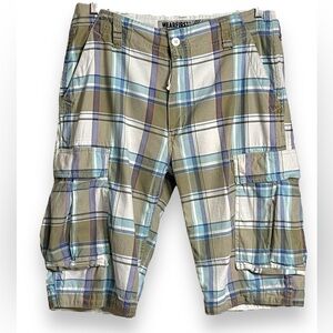 Rambler Day Hiker Plaid Cargo Short, Mens Size 36 Waist, 25” Length, Tan